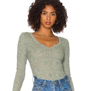 Free People Cloud Ride Notch Long Sleeve top